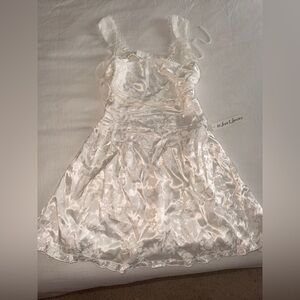 Holland Mini Dress from For Love & Lemons Satin Floral Slip Dress in Ivory